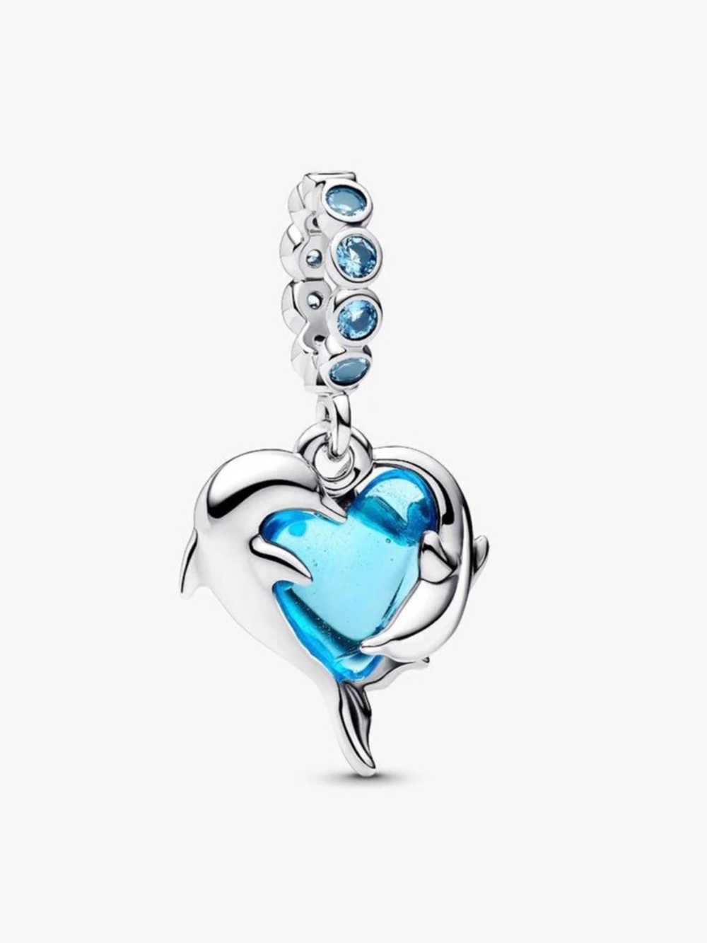 Pandora Blue Dolphin Heart Dangle Charm